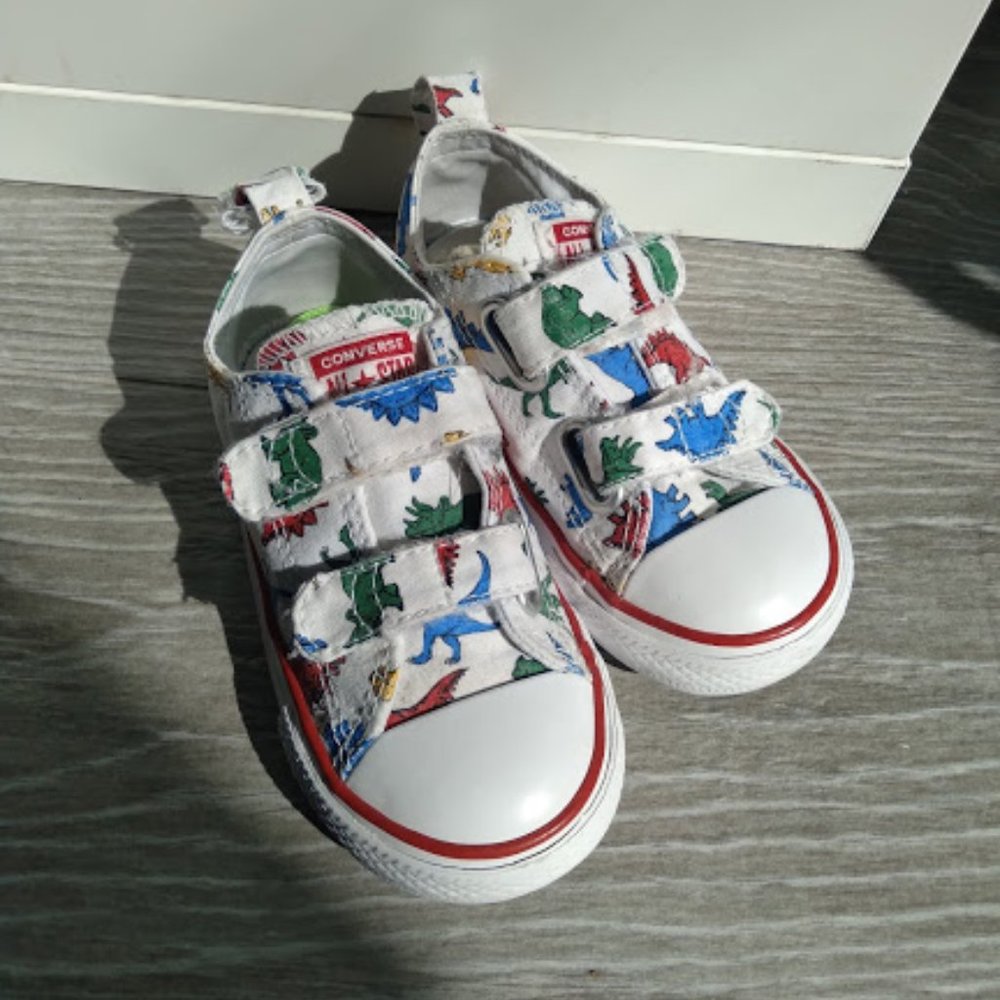 converse kid's dinosaur velcro shoes